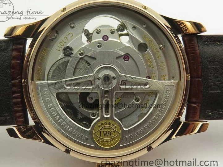 MIROTIME 0501 Portuguese Tourbillon IW5463 RG ZF Best Edition White Dial on Brown Leather Strap Stylish 7174